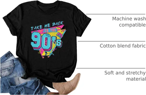 Miniatura 3 de Atuendo de los años 90 para mujer camiseta vintage de los años 80, camiseta casual de los años 90 y 80 para nostalgia