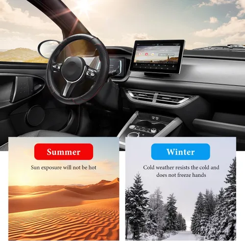 Miniatura 5 de Funda para volante de automóvil, 15 pulgadas, antideslizante, protector de volante de cuero elástico, cómodo, transpirable, deportivo para mujeres