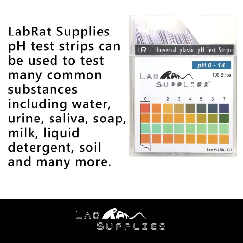 Miniatura 7 de Tiras de prueba de pH de plástico, aplicación universal (pH 0-14), 100 tiras para saliva, jabón, orina, alimentos, líquidos, agua con pruebas