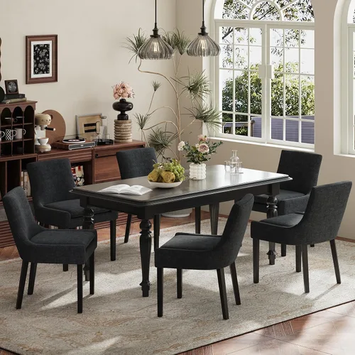 Miniatura 11 de MALOL Juego de 2 sillas de comedor tapizadas en corduroy con patas de madera, sillas de cocina laterales acolchadas de respaldo medio para comedor
