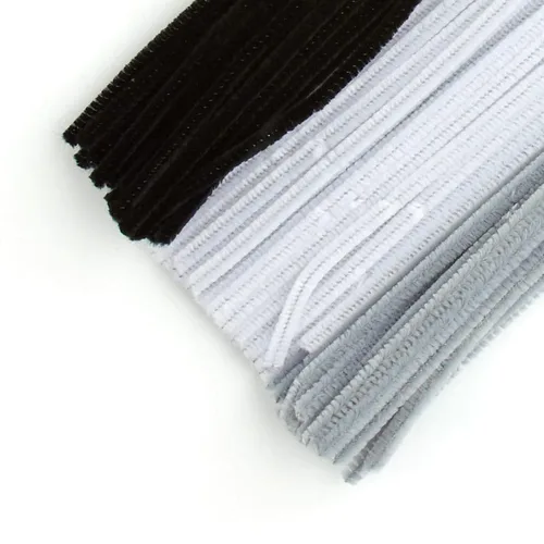 Paquete de 300 limpiapipas de color negro, blanco y gris. Tallos de chenilla para artes y manualidades, flores, animales, figuras y más. Tamaño: 12
