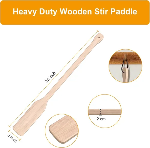 Miniatura 2 de Palo de mezcla grande de 36 pulgadas de madera para la cocina - Accesorios de cocina, cuchara de puré de madera para cocinar en ollas grandes