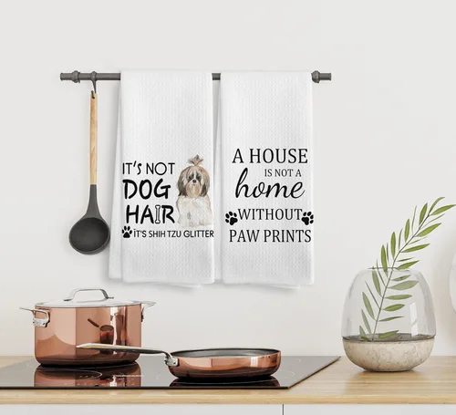 Miniatura 5 de Shih Tzu Toalla para Perro, Toallas de Cocina para Perros, Set de 2 Toallas de Cocina y Estropajos para Perros Shih Tzu, Decoración Shih Tzu, Perro
