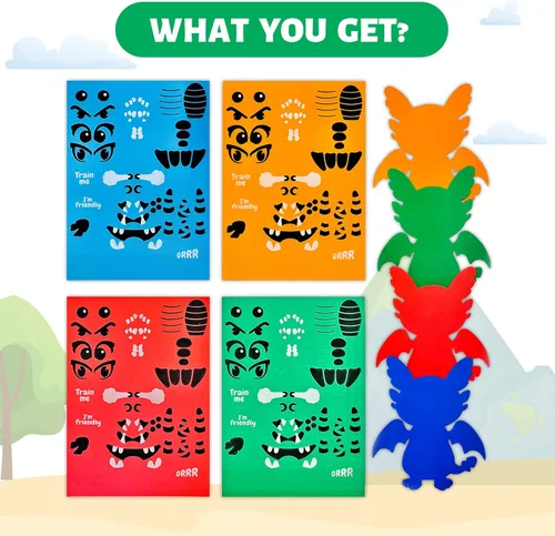 Miniatura 3 de VKPI Kit de regalo de 4 piezas de espuma EVA, creativo para hacer tu propio dragón, proyectos de manualidades de papel de espuma de dibujos animados