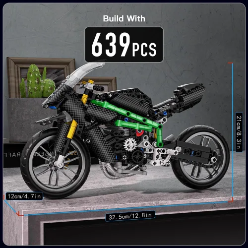 Miniatura 2 de Conjuntos de construcción de kits de modelo de motocicleta Mould King, kit de construcción de modelo de bicicleta 23002, juguetes de construcción