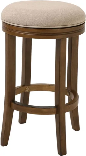 New Ridge Home Goods Victoria - Taburete giratorio de madera con respaldo de 26 pulgadas y asiento tapizado, madreselva