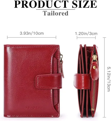Miniatura 3 de FALAN MULE - Cartera de cuero auténtico para mujer, pequeña, plegable y compacta, con bloqueo de interferencia de radiofrecuencia (RFID)
