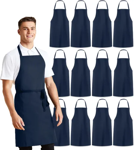 Miniatura 17 de Avalon Kitchen Aprons for Men - 100% Polyester Chef Apron Women with Extra Long Ties - Cooking Aprons for Women & Mens Apron Blanco