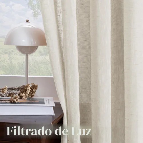 Miniatura 5 de H.VERSAILTEX Cortinas de 96 pulgadas de largo, cortinas de lino/cortinas transparentes de mezcla de lino natural/paneles/cortinas para sala