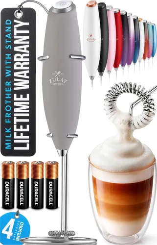 Miniatura 47 de Zulay Kitchen Espumador de leche de mano con pilas Duracell AA – Mezclador eléctrico ultrarrápido y creador de espuma, mezclador de bebidas fácil