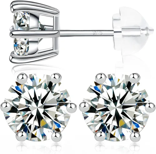 RINEY&KY Aretes de moissanita Aretes de diamante de laboratorio para mujeres y hombres, aretes de moissanita, aretes de moissanita chapados en oro