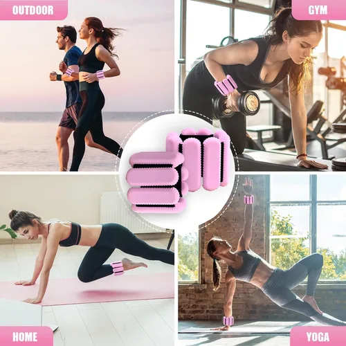 Miniatura 6 de Pilates - Pesas de muñeca y tobillo para mujer, pesas fuertes para brazos y piernas, juego de 2, pesas ajustables para caminar, yoga, baile, barras