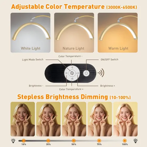 Miniatura 4 de HITTI Luz de Pestañas para Técnico de Pestañas, Lámpara de Pie Flexible de Cuello de Ganso LED de Media Luna para Esteticista y Artistas, Tatuajes
