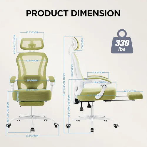 Miniatura 2 de Silla de oficina ergonómica con reposapiés, silla de escritorio reclinable ultra gruesa con soporte lumbar ajustable en 2D y reposacabezas, cojín