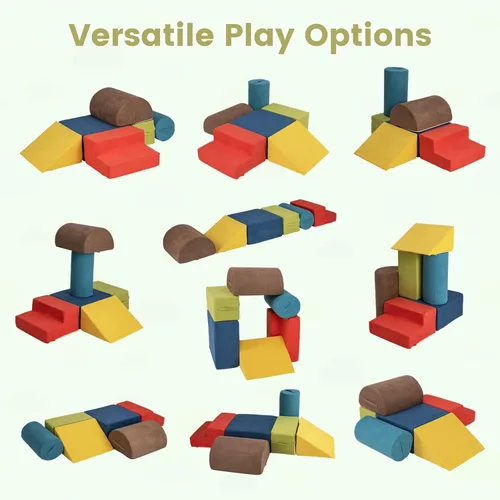 Miniatura 3 de INFANS Juguetes de escalada para niños pequeños, juego de 6 piezas de bloques de espuma suave para trepar y gatear con estructura de actividad