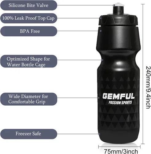 Miniatura 2 de GEMFUL Botella de agua para bicicleta sin BPA, 25.4 fl oz, paquete de 2