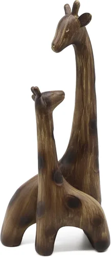 Lukitas Estatua y escultura de jirafas, figura de jirafa para mamá y bebé, adornos decorativos creativos de escritorio, resina de 11 pulgadas