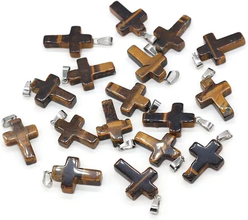 Miniatura 6 de Venta al por mayor 20 piezas de colgantes de piedra natural, cuentas de chakra en forma de cruz encantos curativos de cuarzo de cristal para hacer