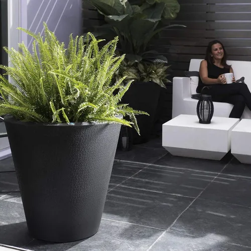 Miniatura 7 de Crescent Garden Maceta de autorriego para interiores y exteriores, negro caviar, 16 pulgadas, Caviar negro