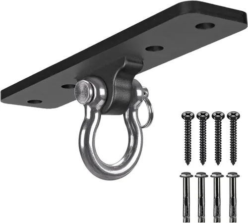 Miniatura 8 de Dolibest Colgador de columpio resistente, gancho giratorio de montaje en techo, soporte de viga de madera de rotación de 360°, sistemas de Anclaje