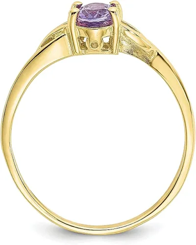Miniatura 2 de Anillo de oro amarillo de 10 quilates con piedra natal de amatista morada tamaño 700 de piedra de febrero joyería fina para mujeres regalos