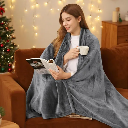 Miniatura 38 de Manta Eléctrica Térmica de Franela y Sherpa 50"x60" Tamaño Throw - 4 Niveles de Calor, Apagado Automático 10H, Calentamiento Rápido, Acogedora