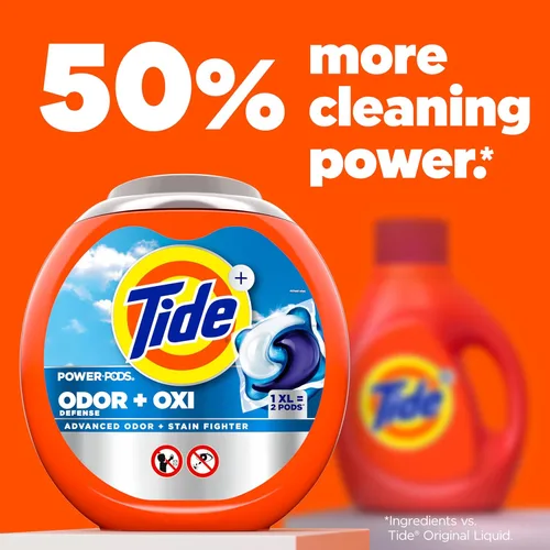 Miniatura 6 de Tide, cápsulas de detergente para lavandería Odor Defense + Oxi, aroma original, 18 unidades, luchador avanzado de olores + manchas, cápsulas