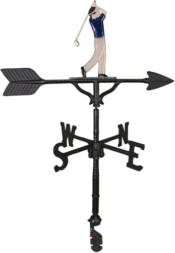 Miniatura 5 de Montague Metal Products Veleta de 32 pulgadas con adorno de golfista negro satinado