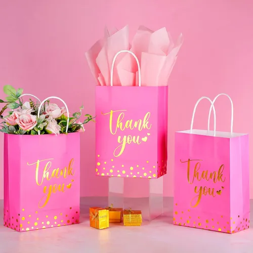 Miniatura 3 de Tinlade 30 bolsas de regalo de agradecimiento con papel de seda dorado con asa para graduación, negocios, compras, boda, ducha, regalos de fiesta