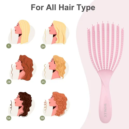 Miniatura 2 de SHINLEA cepillo desenredante para cabello rizado, cepillo de pelo para cabello húmedo y seco, grueso y fino, peina fácilmente el cabello rizado