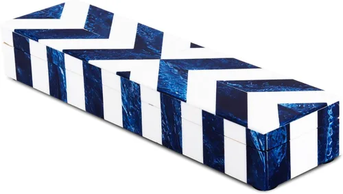Miniatura 16 de Handicrafts Home Organizador para joyas y caja de almacenamiento, cajas decorativas para mujer y chicas, para envoltura, estampado de cheurón blanco