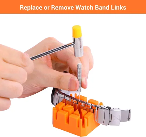 Miniatura 3 de Kit de herramientas de extracción de eslabones de reloj kit de reparación de relojes Ohuhuhu herramienta de barra de resorte kit de herramientas