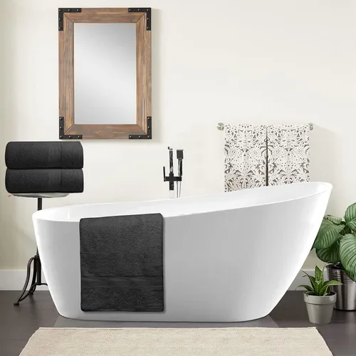 Miniatura 9 de Sábanas de baño de lujo 100% algodón - Paquete de 2 (35" x 70") Súper suaves, de secado rápido y altamente absorbentes para baño, hogar, spa y Gris
