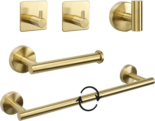 Miniatura 8 de TocTen Juego de 7 piezas de accesorios de baño, juego de barra de toalla de acero inoxidable grueso, incluye 2 toalleros de baño, soporte