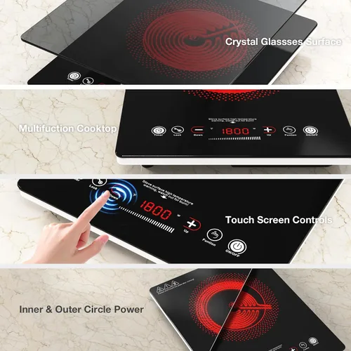 Miniatura 9 de VBGK - Cocina eléctrica de un solo quemador, estufa eléctrica de 110 V y 1800 W con control táctil LED, quemador eléctrico único de 9 niveles