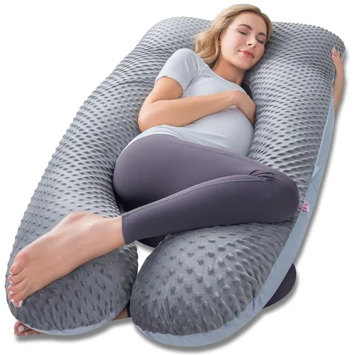 Miniatura 20 de Meiz - Almohada de embarazo, almohadas refrescantes de embarazo para dormir, almohada de embarazo de cuerpo completo con funda reversible de jersey