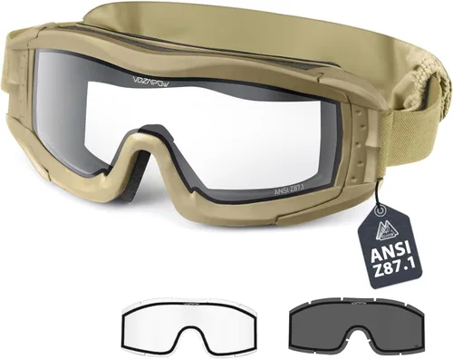 Miniatura 15 de Airsoft - Gafas de seguridad antivaho con certificación ANSI Z87.1, resistentes a los impactos, gafas de tiro tácticas Lente de doble capa P1