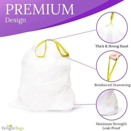 Miniatura 4 de Code K - 100 unidades, compatible con Simplehuman Code K, color blanco, bolsas de basura con cordón, 9-13 galones, 35-45 litros, 24.4 x 28 pulgadas