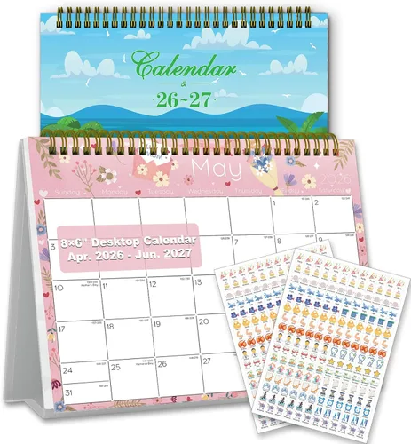 Miniatura 12 de Calendario de escritorio pequeño 2026-2027, calendario de escritorio 2026 de pie, de abril de 2026 a junio de 2027, 8 x 6 pulgadas, calendario