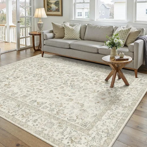 Miniatura 67 de PureCozy Alfombra de área beige de 2 x 3 pulgadas, lavable, vintage, pequeña, para entrada, cocina, suave, retro, floral, de pelo bajo, tapete