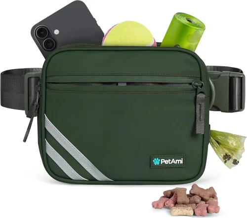 Miniatura 9 de PetAmi Bolsa de paseo para perros, bolsa cruzada para entrenamiento de mascotas, correr con dispensador de bolsas de excrementos, cinturón ajustable