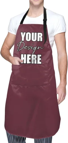 Miniatura 30 de AmaPark Delantal personalizado impermeable con bolsillos personalizados divertidos delantales de chef para cocinero Jaspeado Oscuro