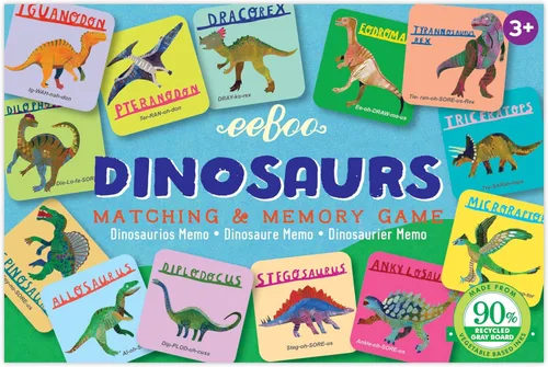 eeBoo Juego de Memoria y Emparejamiento Pequeño de Dinosaurios, 3 años