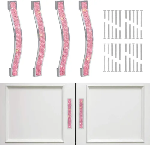 Miniatura 11 de SAVORI Tiradores para Cajones con Manija de Cristal Brillante, para Cajones, Alacena, Armario, Closet, Guardarropa, Puerta de Mueble, Manija Moderna