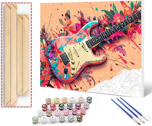Miniatura 9 de Pintura por números, micrófono colorido, kit de pintura al óleo de lienzo para niños y adultos, pintura de dibujo de 16 x 20 pulgadas, pigmento