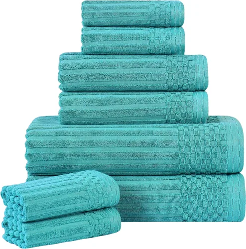 Miniatura 160 de Superior Juego de 6 toallas de algodón sólido y acanalado, toallas de cara de 13 x 13 pulgadas, toallas de mano de 16 x 28 pulgadas, toallas de baño