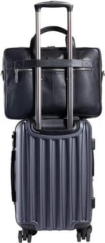 Miniatura 2 de Maletín de cuero de 18 pulgadas para portátil, bolsas mensajero para hombres y mujeres, el mejor maletín de oficina, bolso bandolera (negro)
