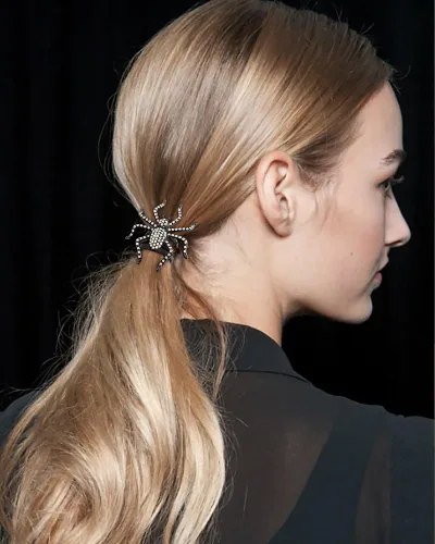 Miniatura 4 de Juego de 5 lazos para el pelo de araña de Halloween para mujeres, ligas negras de 0.157 pulgadas para cabello grueso y colas de caballo, juego