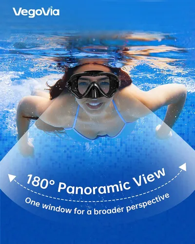 Miniatura 2 de VegoVia Gafas de natación para adultos con cubierta para la nariz, visión amplia transparente de 180°, sin fugas, máscara de buceo, gafas de piscina