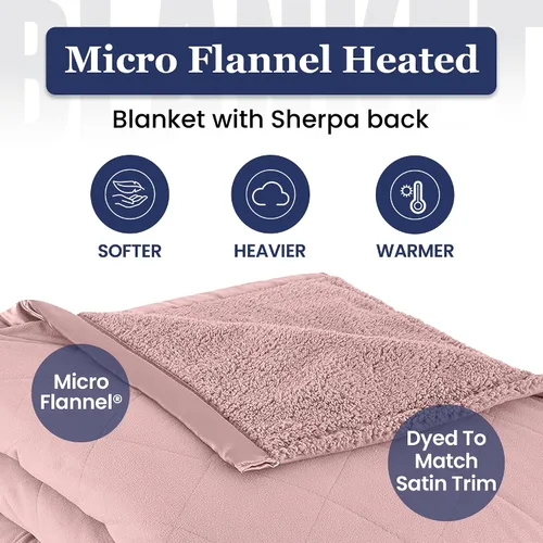 Miniatura 2 de Juego de sábanas Thermee Micro Flannel Shavel Home Products, azul, queen, Blush, Completo